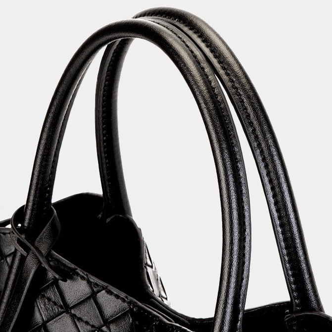 Women's Genuine Leather Woven Tote Crossbody Bag