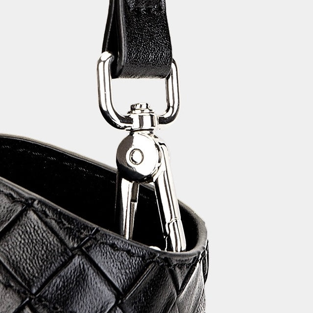 Women's Genuine Leather Woven Tote Crossbody Bag