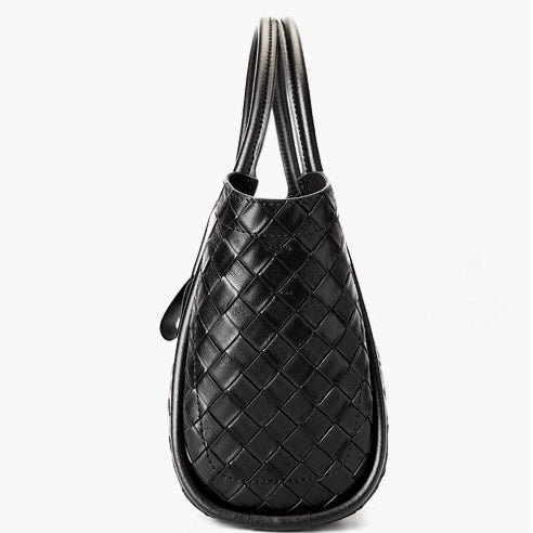 Women's Genuine Leather Woven Tote Crossbody Bag