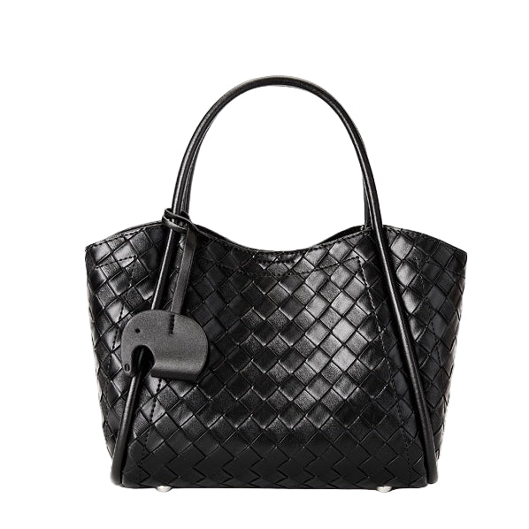 Women's Genuine Leather Woven Tote Crossbody Bag