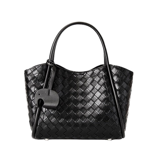 Women's Genuine Leather Woven Tote Crossbody Bag