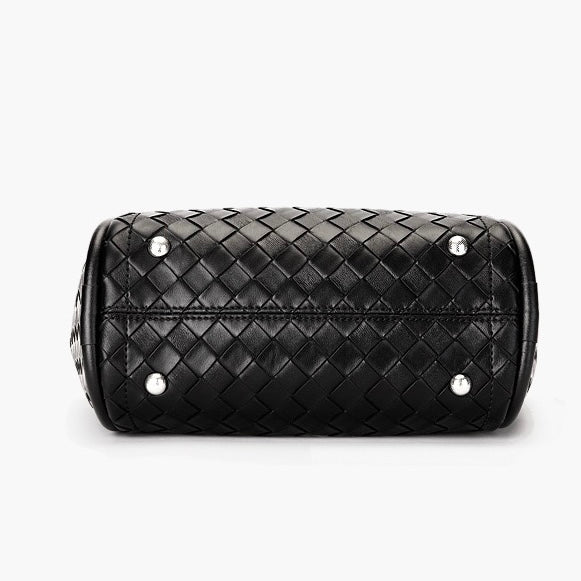 Women's Genuine Leather Woven Tote Crossbody Bag