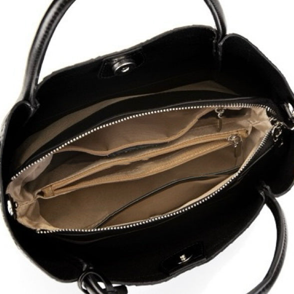 Women's Genuine Leather Woven Tote Crossbody Bag