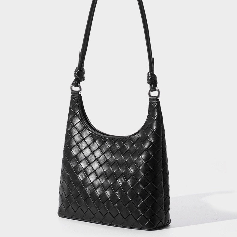 Women's Genuine Leather Woven Underarm Shoulder Bag