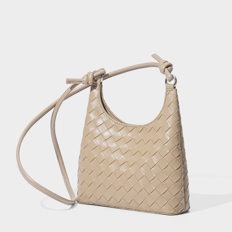 Women's Genuine Leather Woven Underarm Shoulder Bag