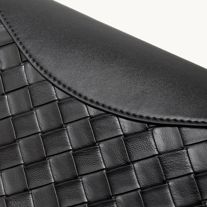 Women's Woven Cowhide Tote with Magnetic Closure