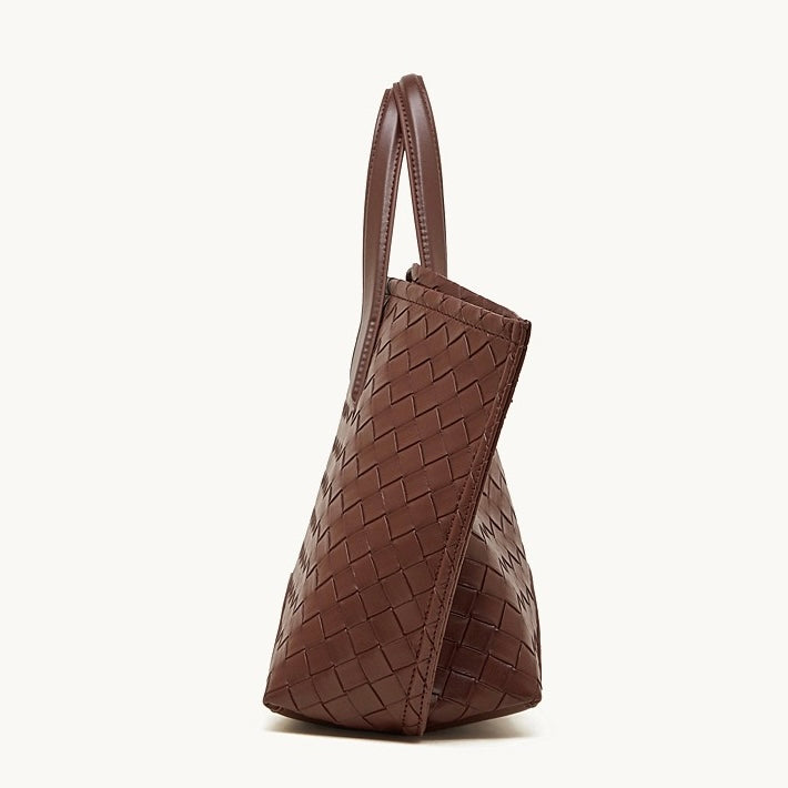 Women's Woven Cowhide Tote with Magnetic Closure