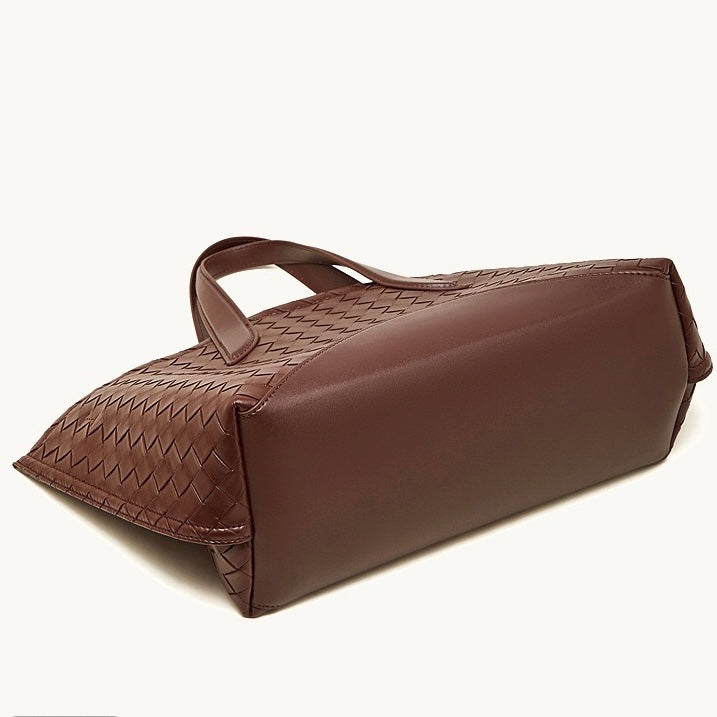 Women's Woven Cowhide Tote with Magnetic Closure