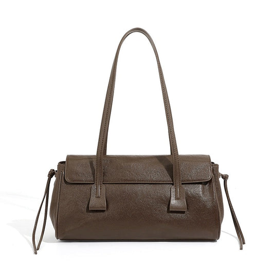 Women's Genuine Leather Vegetable Tanned Baguette Shoulder Bag