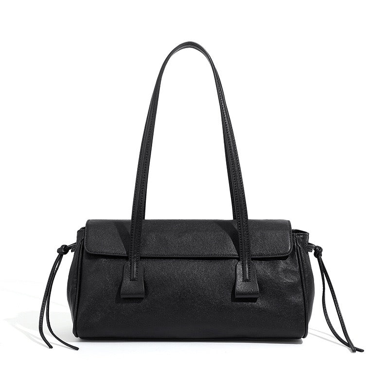 Women's Genuine Leather Vegetable Tanned Baguette Shoulder Bag