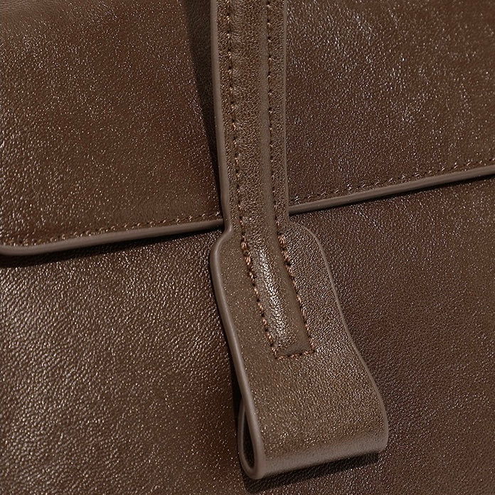 Women's Genuine Leather Vegetable Tanned Baguette Shoulder Bag