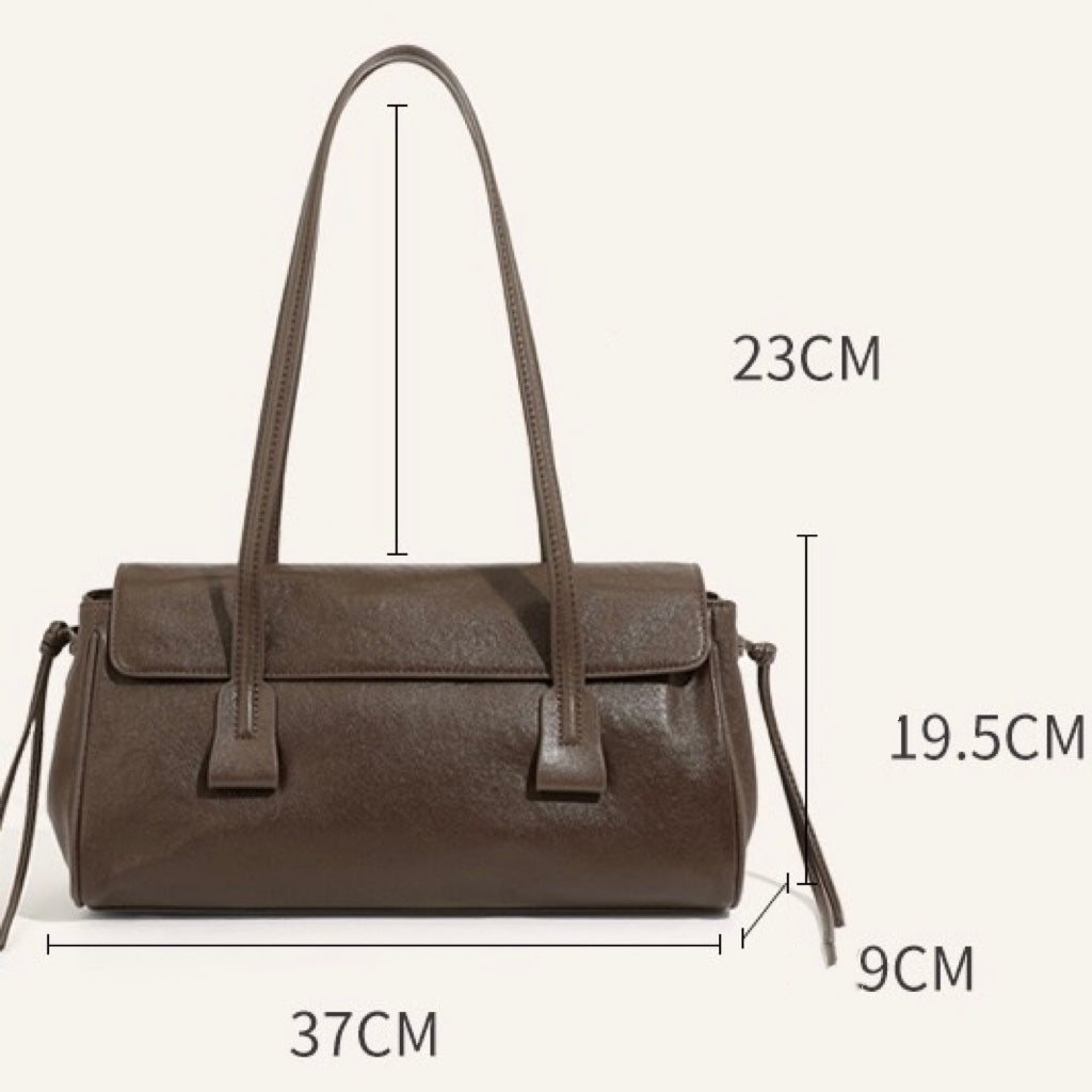 Women's Genuine Leather Vegetable Tanned Baguette Shoulder Bag