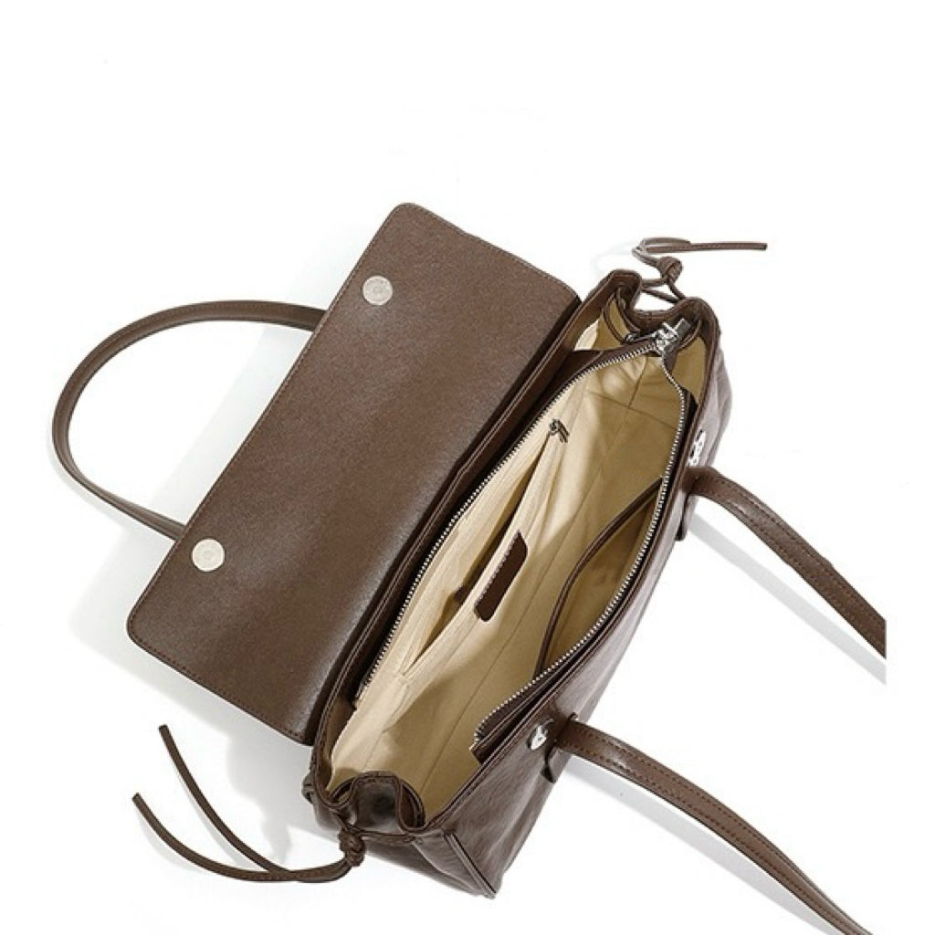 Women's Genuine Leather Vegetable Tanned Baguette Shoulder Bag