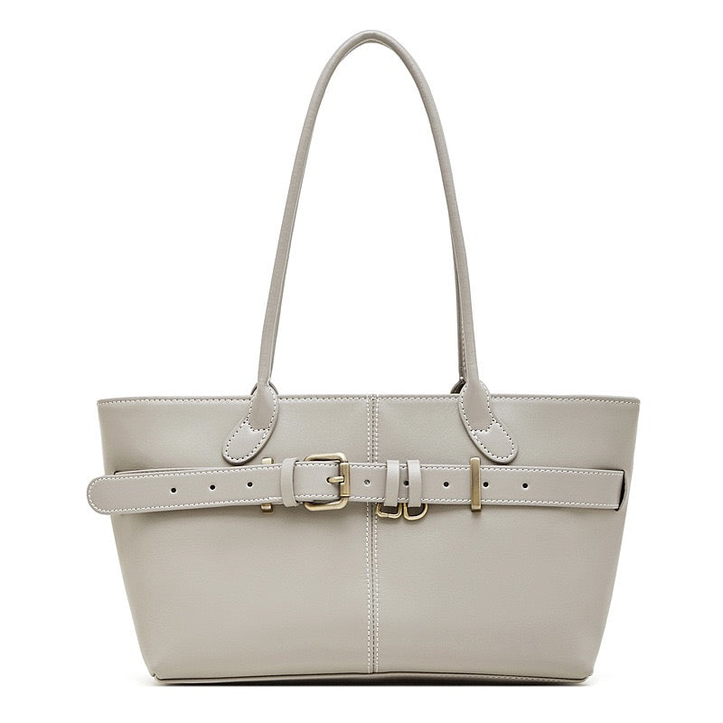 Women's Full-Grain Cowhide Belted Shoulder Tote