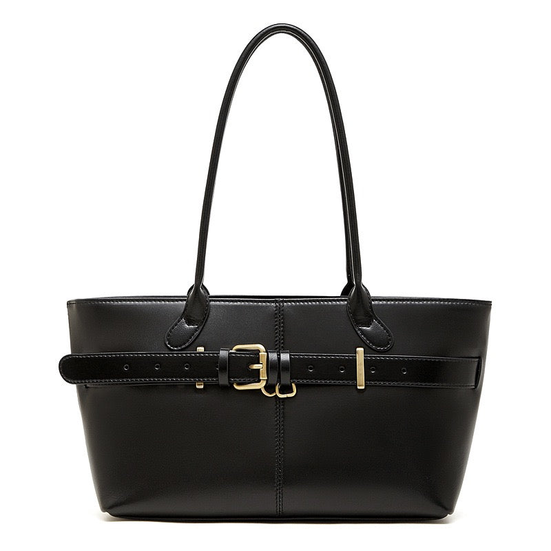 Women's Full-Grain Cowhide Belted Shoulder Tote