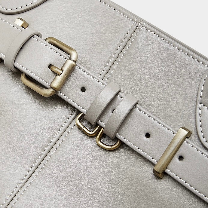 Women's Full-Grain Cowhide Belted Shoulder Tote