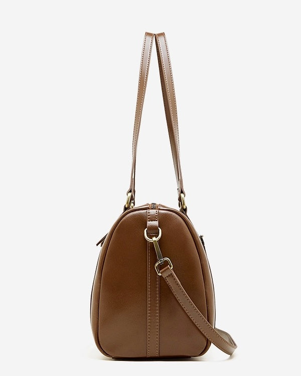Women's Full-Grain Cowhide Barrel Satchel with Multi-Way Carry