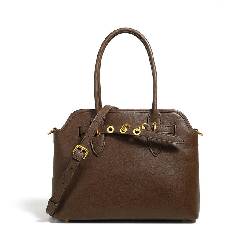 Women's Genuine Leather Vintage Shell Shape Tote Bag