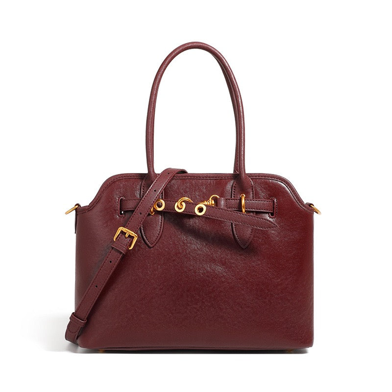 Women's Genuine Leather Vintage Shell Shape Tote Bag