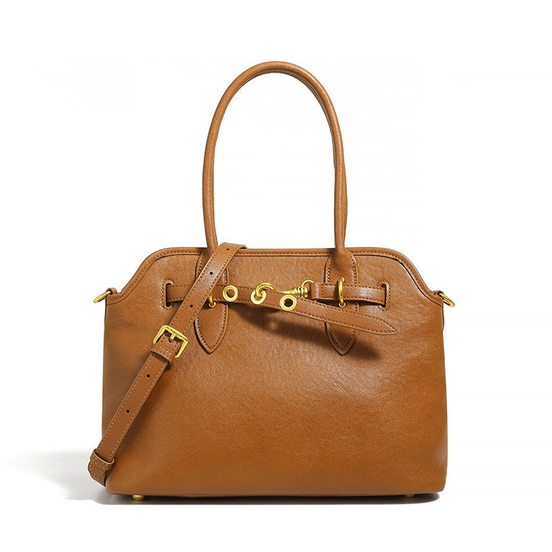 Women's Genuine Leather Vintage Shell Shape Tote Bag