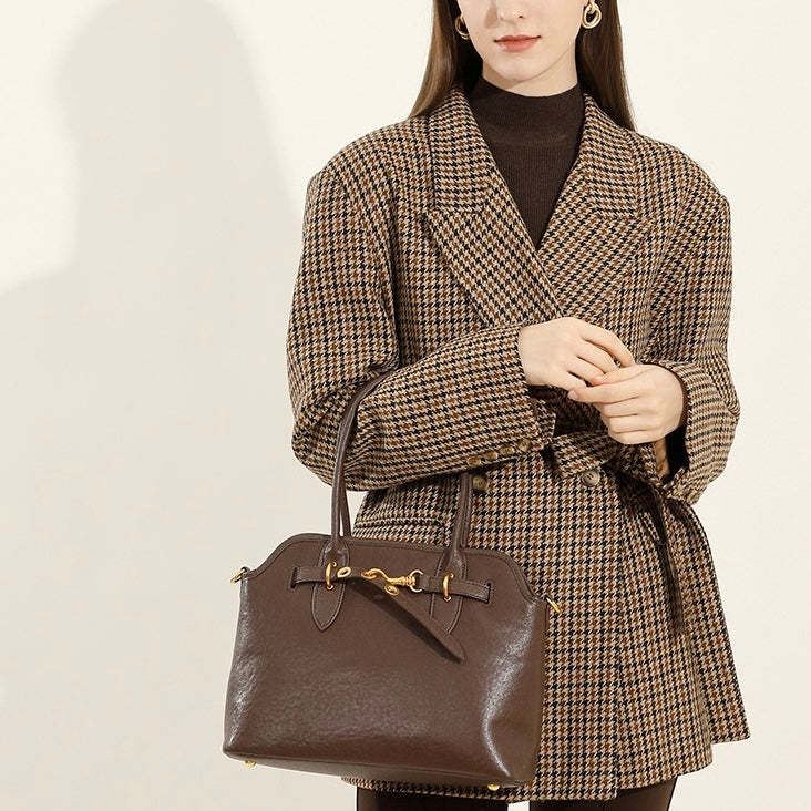 Women's Genuine Leather Vintage Shell Shape Tote Bag