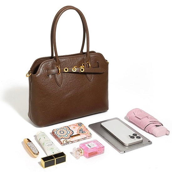 Women's Genuine Leather Vintage Shell Shape Tote Bag