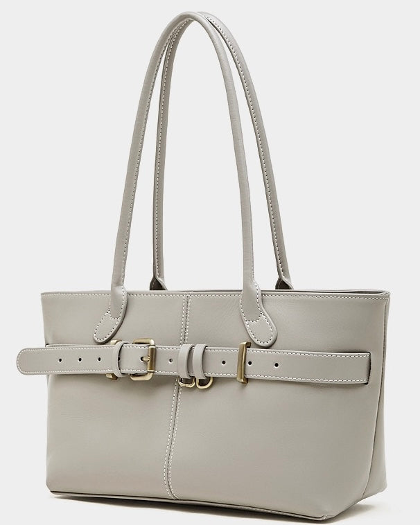 Women's Full-Grain Cowhide Belted Shoulder Tote