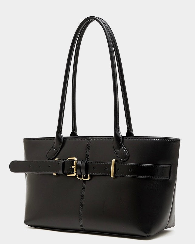 Women's Full-Grain Cowhide Belted Shoulder Tote