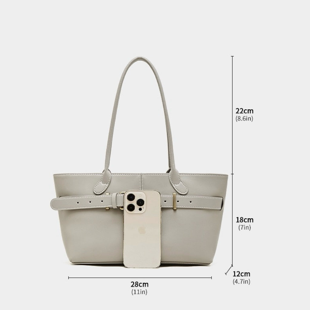 Women's Full-Grain Cowhide Belted Shoulder Tote