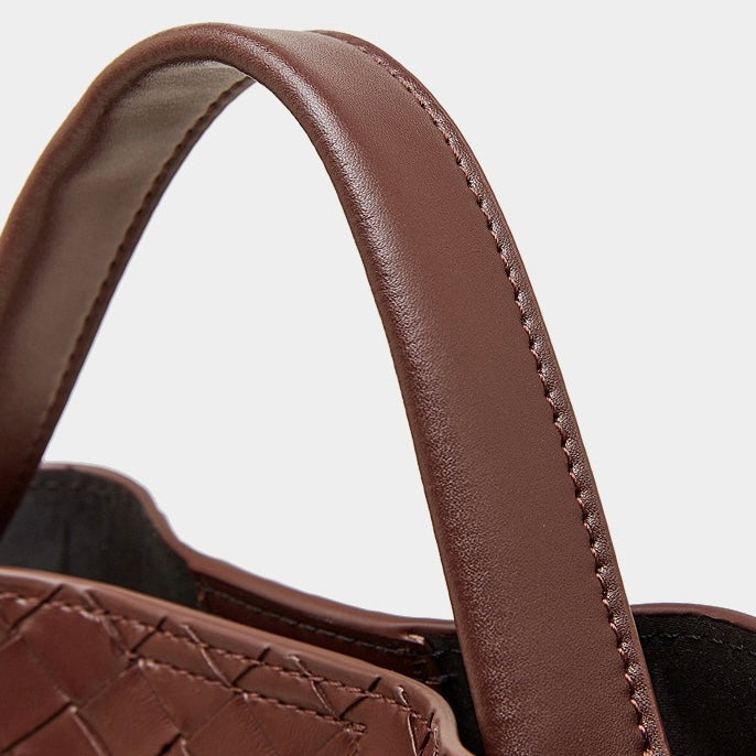 Women's Woven Cowhide Buckle Tote with Textured Finish