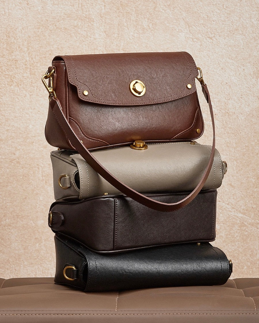Women's Full-Grain Cowhide Buckle Crossbody Shoulder Bag