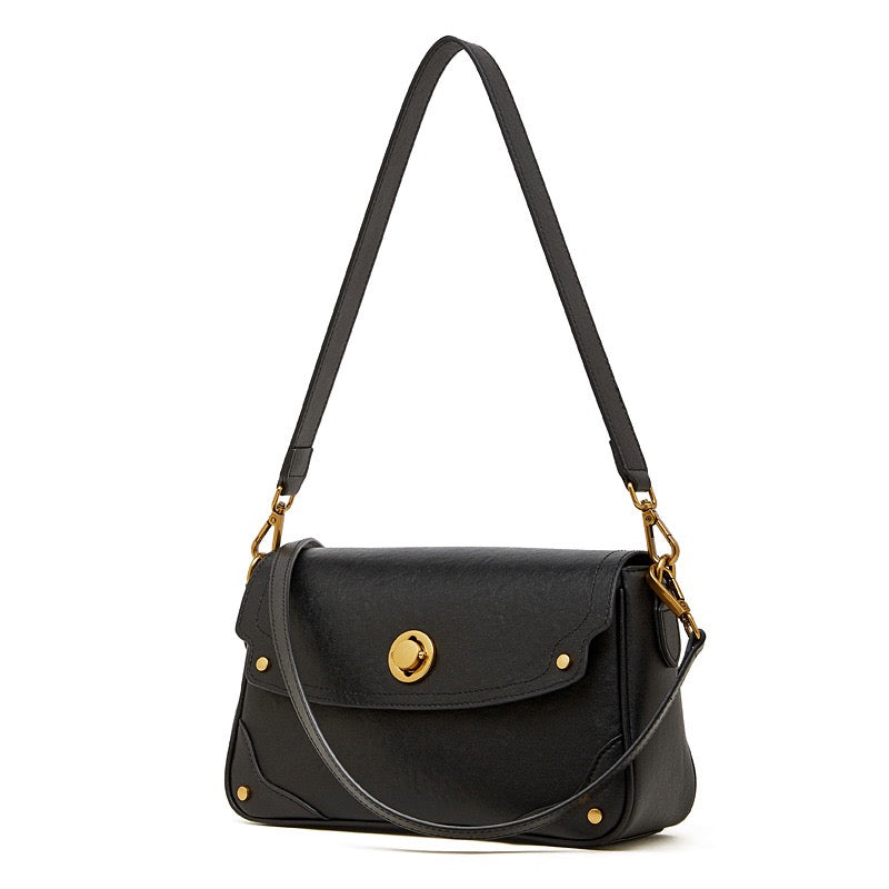 Women's Full-Grain Cowhide Buckle Crossbody Shoulder Bag