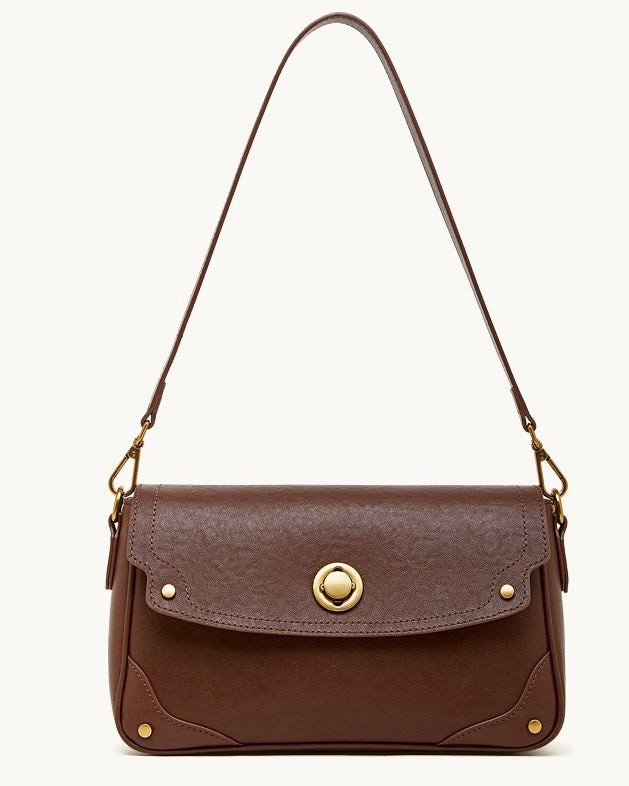 Women's Full-Grain Cowhide Buckle Crossbody Shoulder Bag