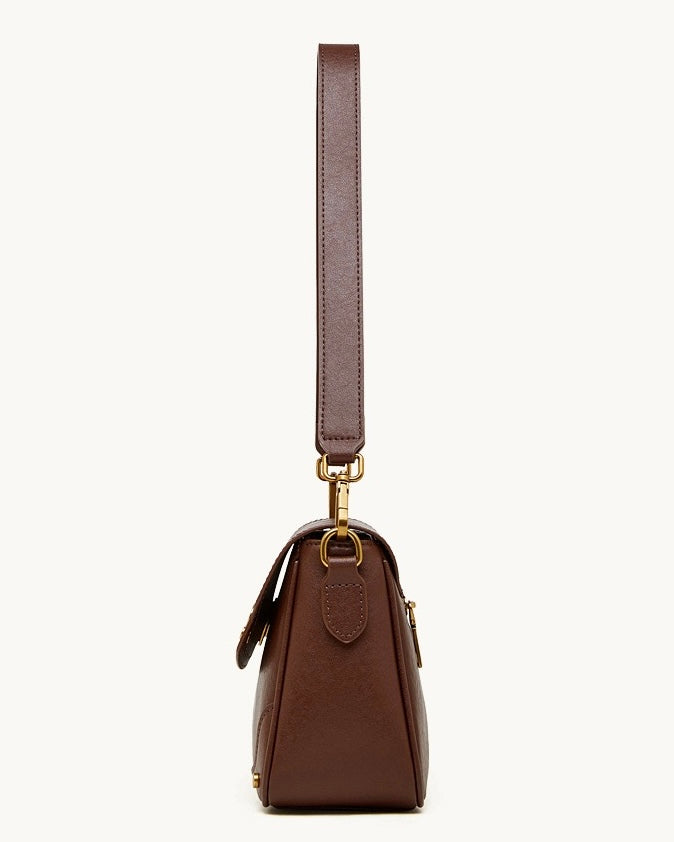 Women's Full-Grain Cowhide Buckle Crossbody Shoulder Bag