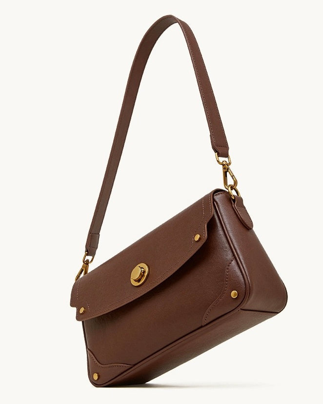 Women's Full-Grain Cowhide Buckle Crossbody Shoulder Bag