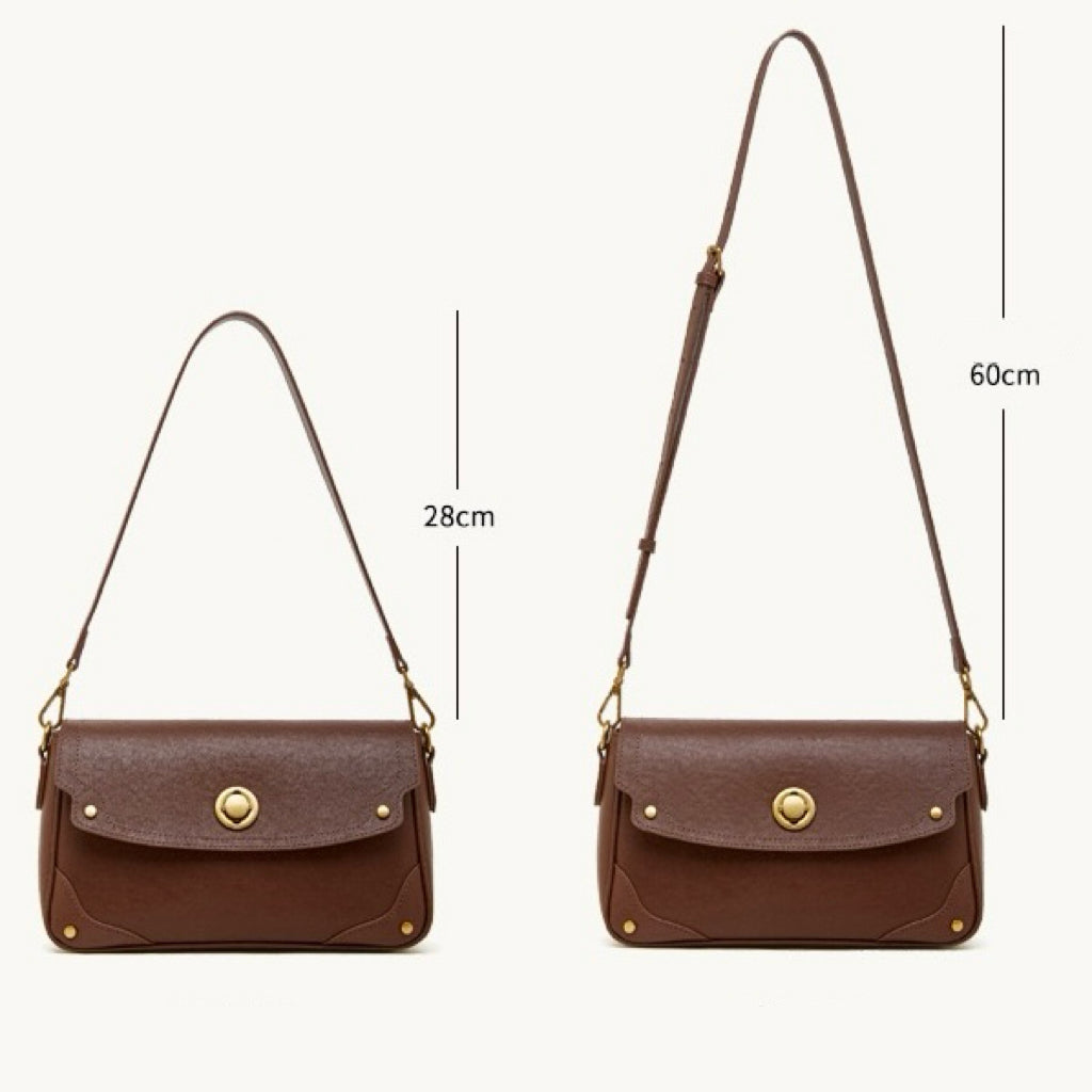 Women's Full-Grain Cowhide Buckle Crossbody Shoulder Bag