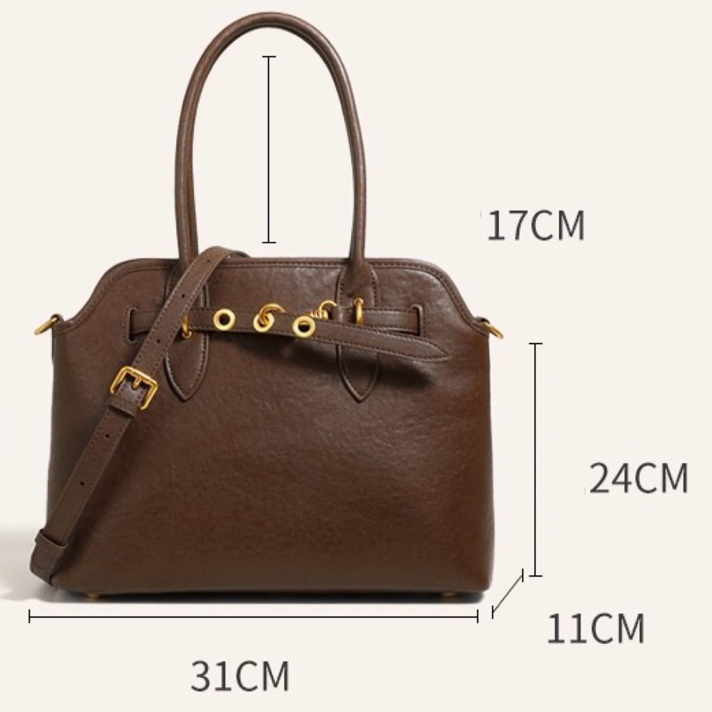 Women's Genuine Leather Vintage Shell Shape Tote Bag
