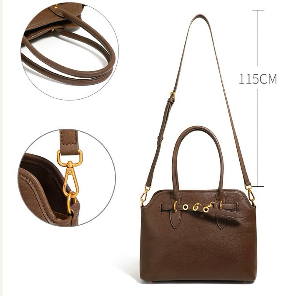 Women's Genuine Leather Vintage Shell Shape Tote Bag