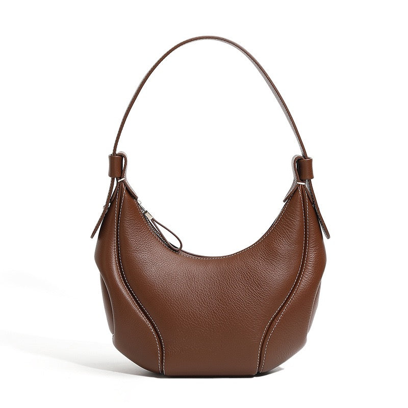 Women's Genuine Leather Crescent Shoulder Crossbody Bag