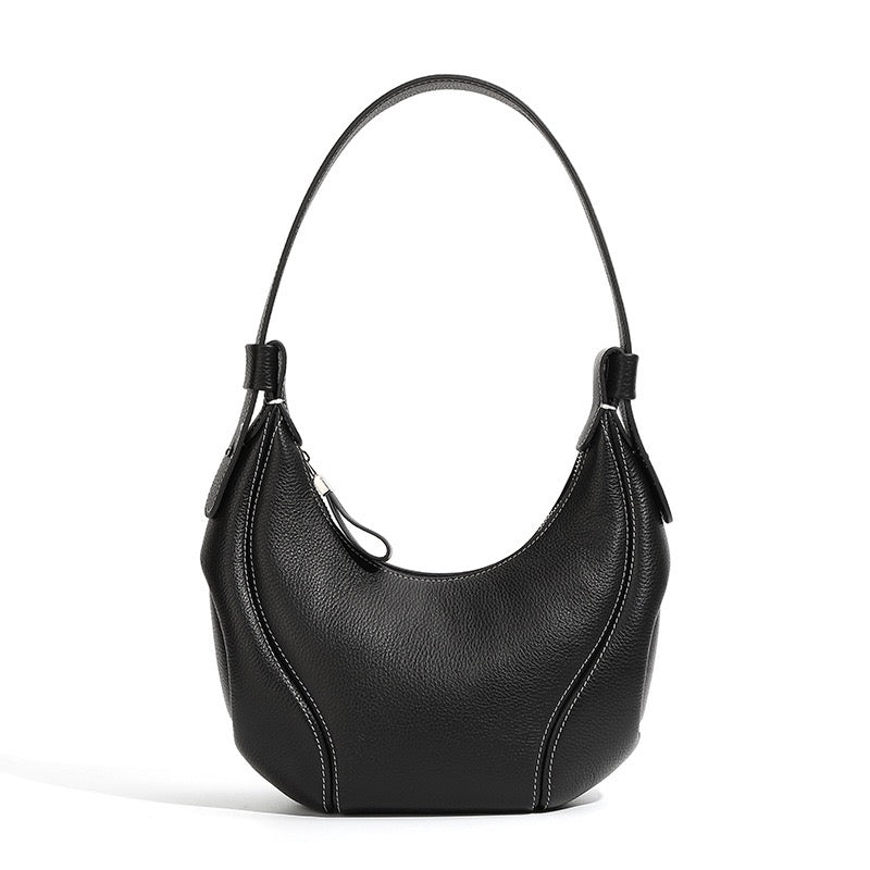 Women's Genuine Leather Crescent Shoulder Crossbody Bag