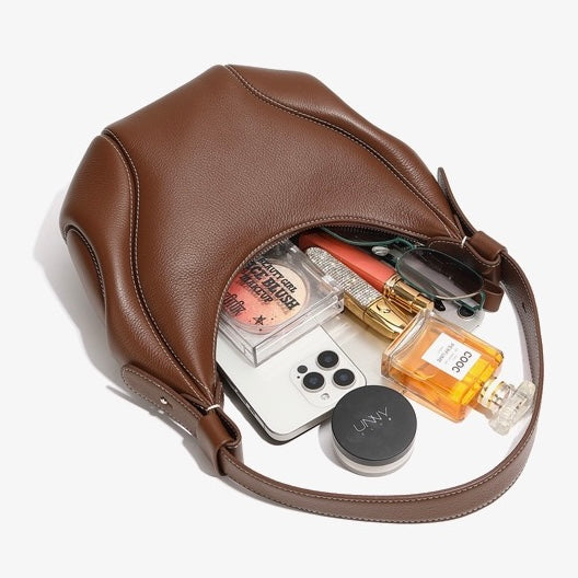 Women's Genuine Leather Crescent Shoulder Crossbody Bag