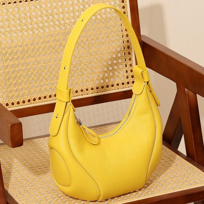 Women's Genuine Leather Crescent Shoulder Crossbody Bag