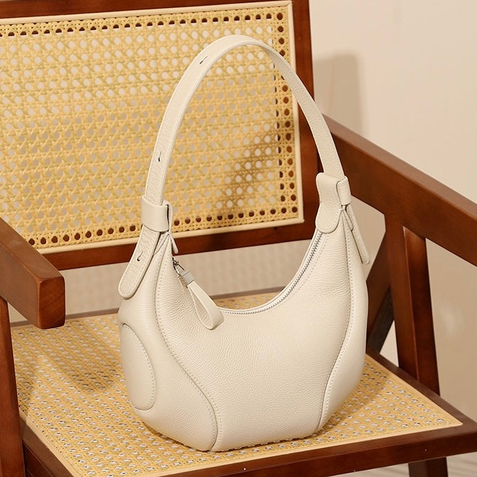 Women's Genuine Leather Crescent Shoulder Crossbody Bag