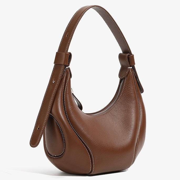 Women's Genuine Leather Crescent Shoulder Crossbody Bag