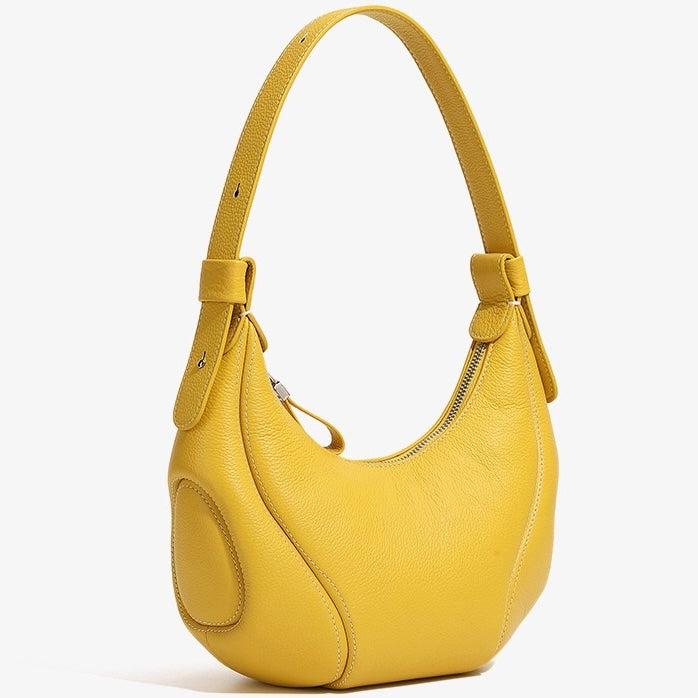 Women's Genuine Leather Crescent Shoulder Crossbody Bag