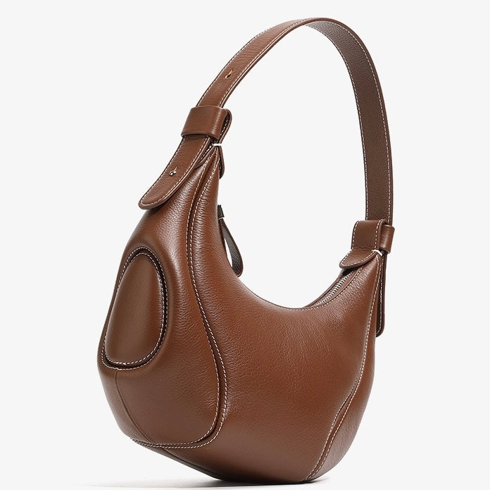 Women's Genuine Leather Crescent Shoulder Crossbody Bag