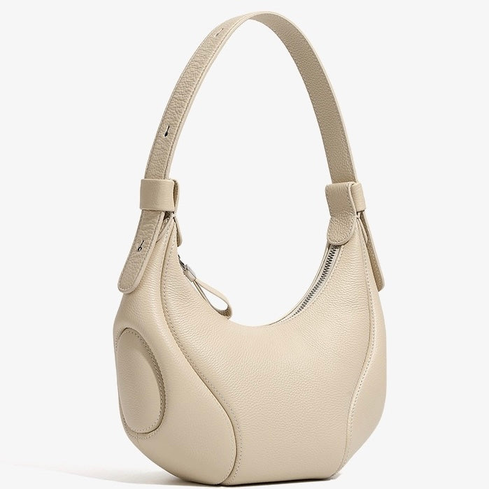 Women's Genuine Leather Crescent Shoulder Crossbody Bag