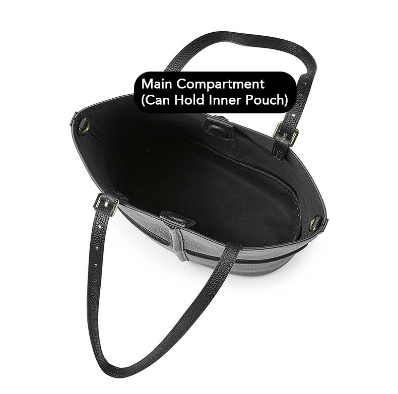 Women's Genuine Leather Commuter Tote Bag with Inner Pouch