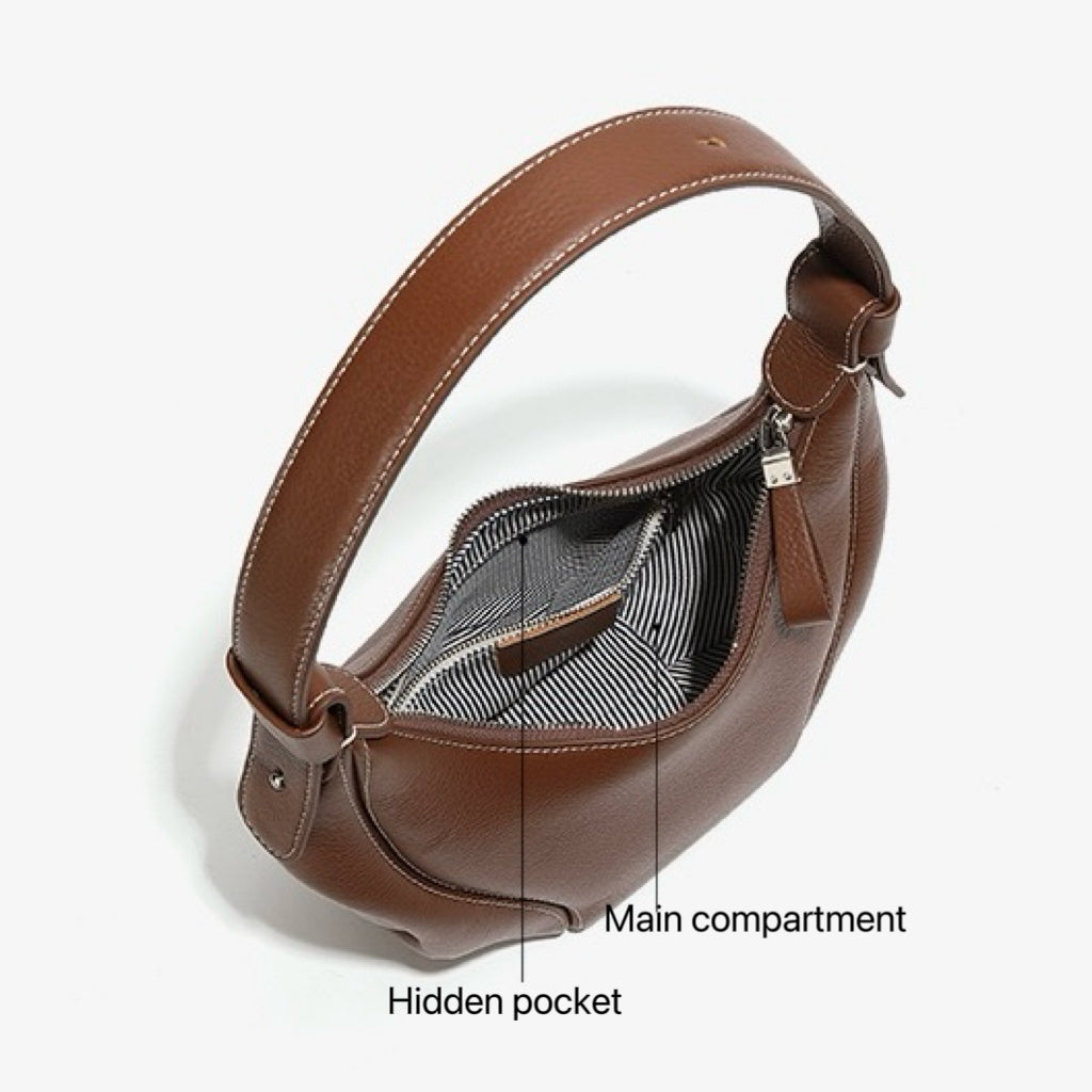 Women's Genuine Leather Crescent Shoulder Crossbody Bag
