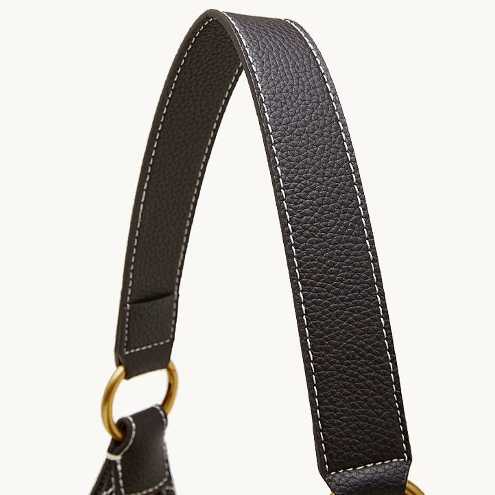 Women's Full-Grain Cowhide Half-Moon Hobo with Contrast Stitching